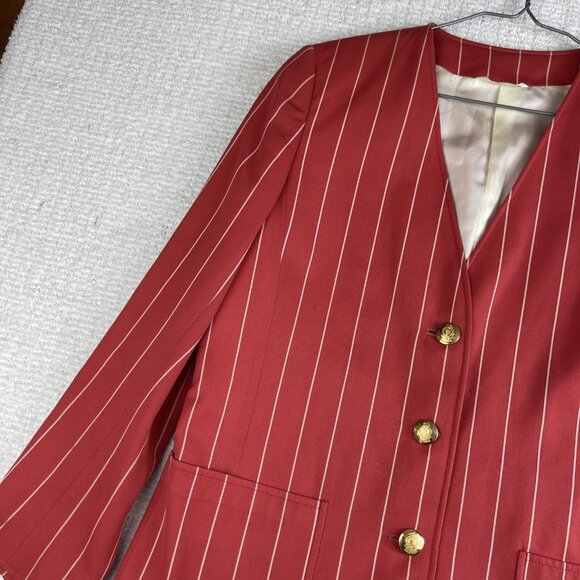 Aquascutum Vintage Women’s Blazer Pink / Red Jacket Size 14 Canada Made Read* - Picture 3 of 16